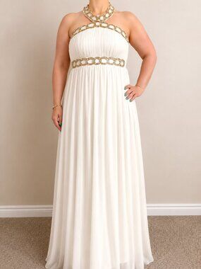 VIP STYLE Ivory/Champagne Greek Goddess Wedding & Evening Gown – Size 48 (L-XL)